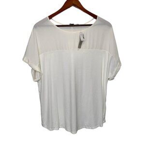 Reitman's White Scoop Neck Semi Sheer Blouse Size XL NWT
